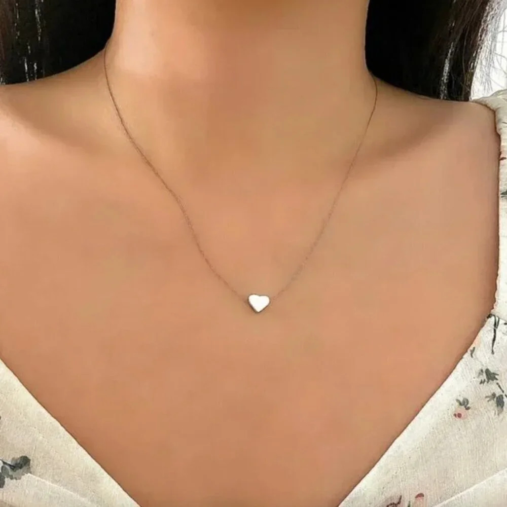 925 Sterling Silver Dainty Heart Pendant Necklace Tiny Heart Necklace